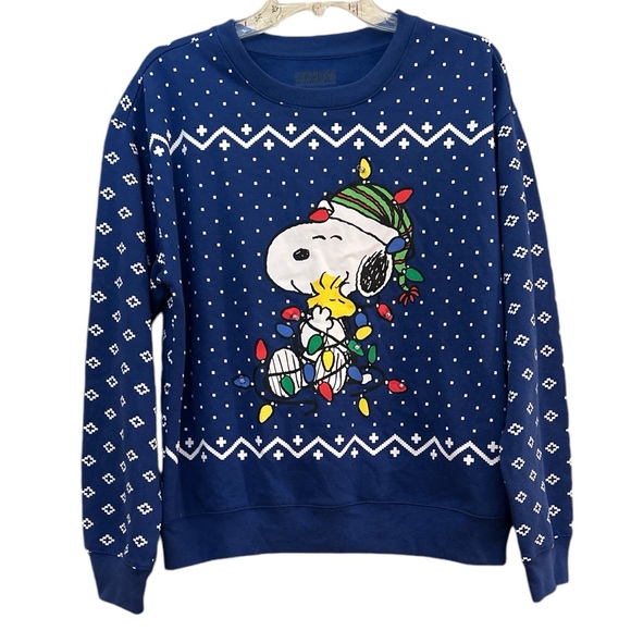 Peanuts Other - Snoopy Christmas Sweatshirt Men’s M Blue Holiday Pullover Peanuts Winter